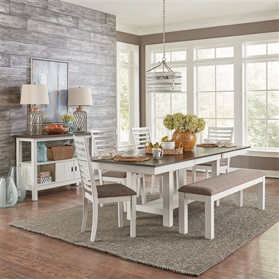 Brook Bay Trestle Table 6 Piece Dining Set in White and Grey Finish by Liberty Furniture - 182-CD-6TRS