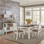 Brook Bay Rectangular Leg Table 5 Piece Dining Set in White and Grey Finish by Liberty Furniture - 182-CD-5LTS