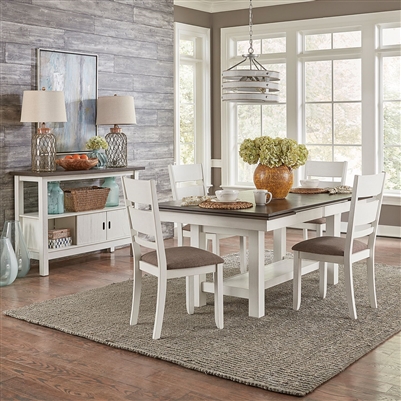 Brook Bay Trestle Table 5 Piece Dining Set in White and Grey Finish by Liberty Furniture - 182-CD-O5TRS
