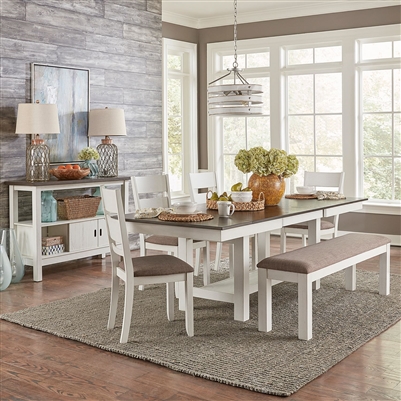 Brook Bay Trestle Table 6 Piece Dining Set in White and Grey Finish by Liberty Furniture - 182-CD-O6TRS