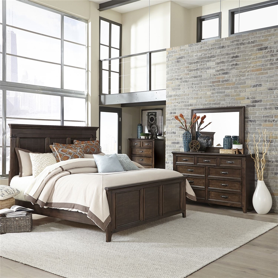 Saddlebrook Panel Bed 6 Piece Bedroom Set in Tobacco Finish by Liberty ...