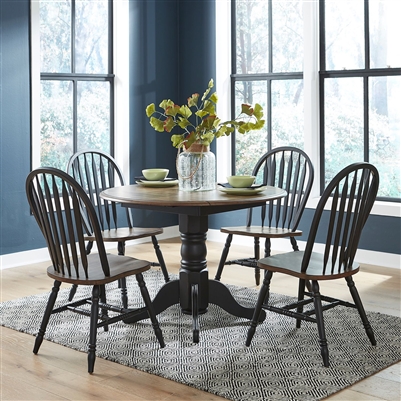 Carolina Crossing 5 Piece Drop Leaf Table Set in Antique Honey and Black Finish by Liberty Furniture - 186B-CD-5DLS