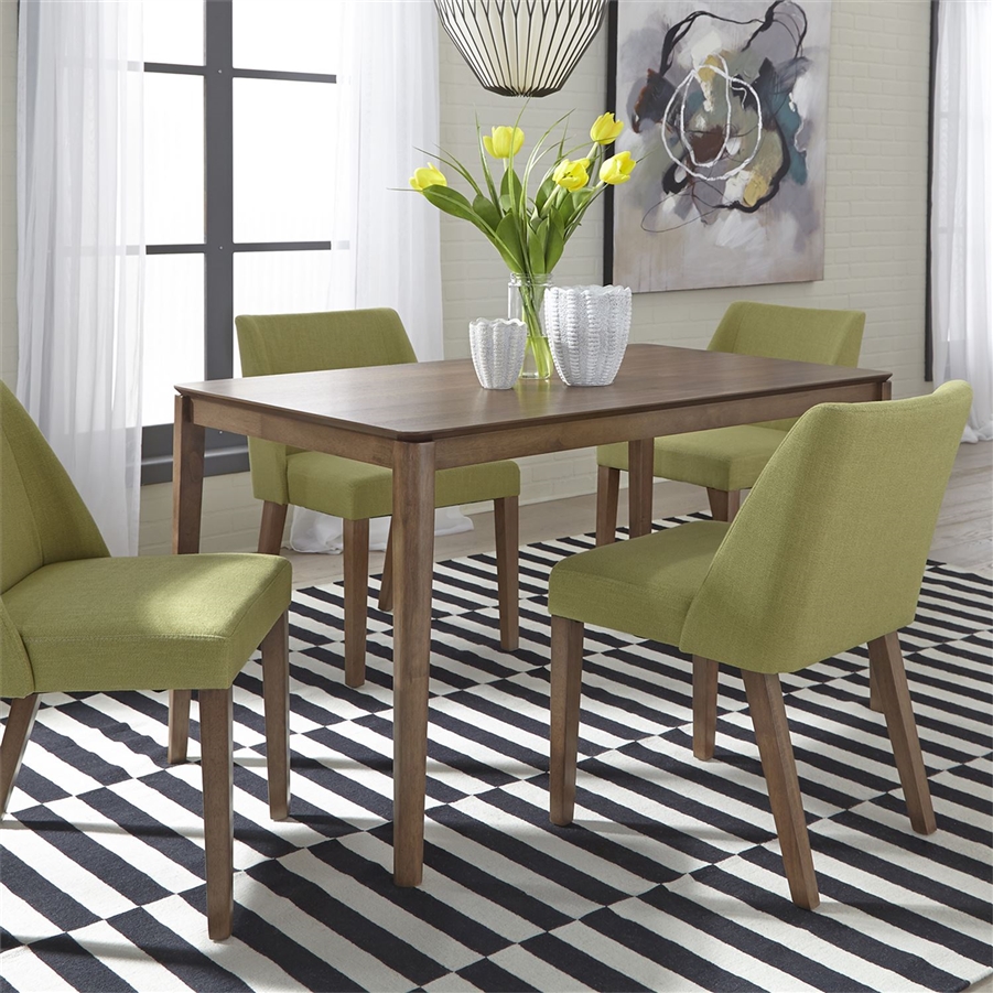 Space Savers Rectangular Table 5 Piece Green Dining Set in Satin Walnut ...
