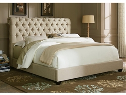 Chesterfield Sleigh Bed in Natural Linen Fabric by Liberty Furniture - LIB-200-BR21HU