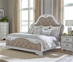 Magnolia Manor Panel Upholstered Mirrored Bed in Antique White Finish by Liberty Furniture - 244-BR-OQUB