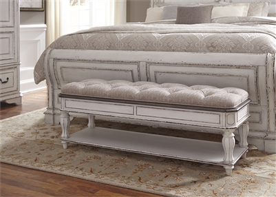 Magnolia Manor Bench in Antique White Finish by Liberty Furniture - 244-BR47