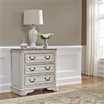 Magnolia Manor 3 Drawer Bedside Chest in Antique White Finish by Liberty Furniture - 244-BR64