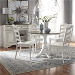 Magnolia Manor Drop Leaf Table 5 Piece Ladder Back Chair Dining Set in Antique White Finish by Liberty Furniture - 244-CD-5DLS