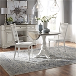 Magnolia Manor Drop Leaf Table 3 Piece Spindle Back Chair Dining Set in Antique White Finish by Liberty Furniture - 244-CD-O3DLS