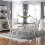 Magnolia Manor Leg Table 5 Piece Spindle Back Chair Dining Set in Antique White Finish by Liberty Furniture - 244-CD-O5LTS