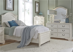 Bayside Arched Panel Bed 4 Piece Youth Bedroom Set in Antique White Finish by Liberty Furniture - 249-YBR