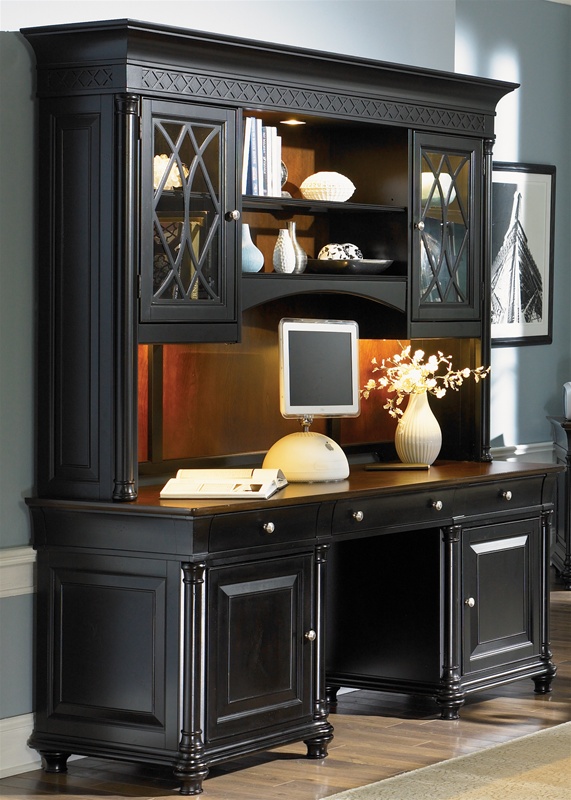 St Ives Executive Home Office Credenza Hutch In Two Tone