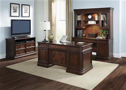 Brayton Manor Jr Executive 5 Piece Home Office Set in Cognac Finish by Liberty Furniture - 273-HOJ-5JES