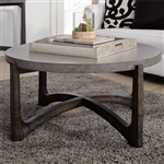 Cascade Round Cocktail Table in Wire Brush Rustic Brown Finish by Liberty Furniture - 292-OT1011