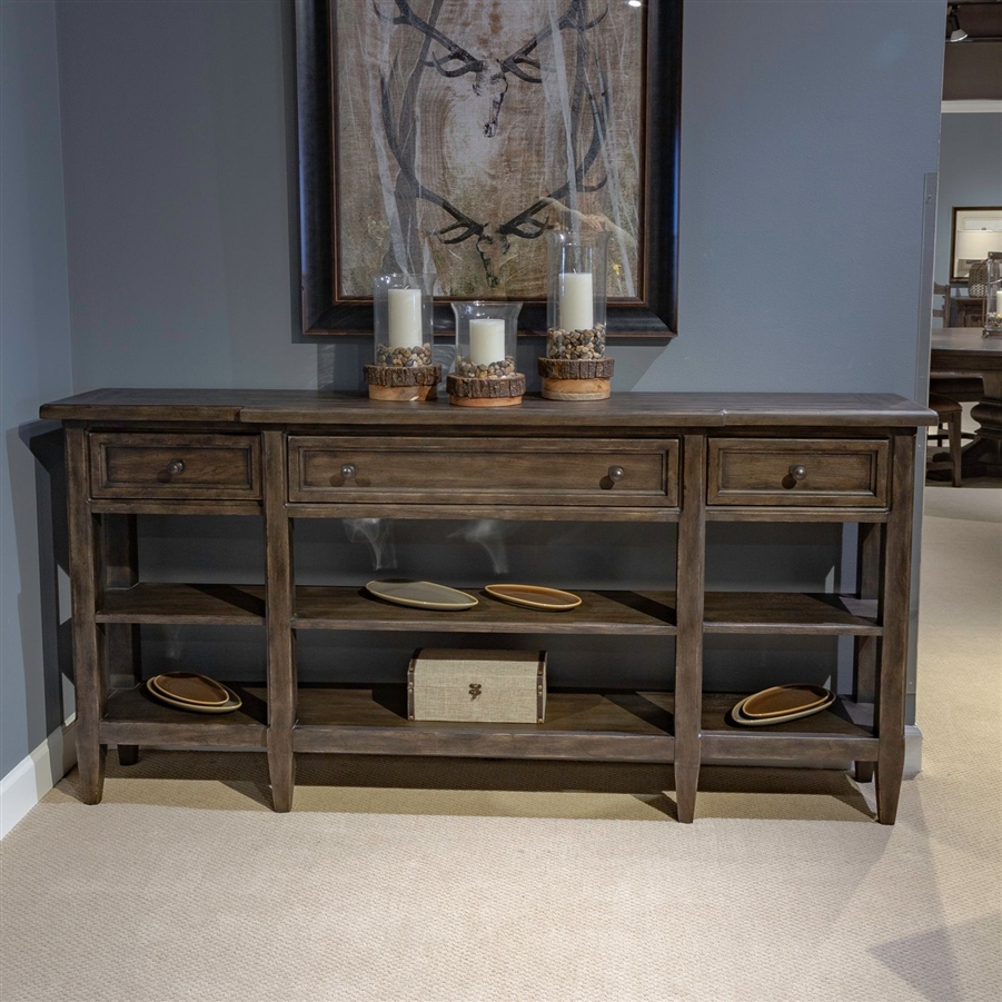 Paradise Valley 74 Inch Hall Console Table in Saddle Brown Finish by ...