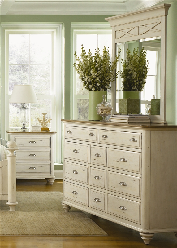 Ocean Isle Dresser In Bisque With Natural Pine Finish By Liberty