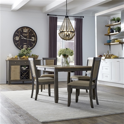 Cypress Lake Leg Table 5 Piece Dining Set in Two-Tone Gray and Natural Finish by Liberty Furniture - 333-CD-5LTS