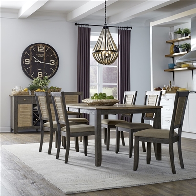 Cypress Lake Leg Table 7 Piece Dining Set in Two-Tone Gray and Natural Finish by Liberty Furniture - 333-CD-7LGS