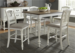 Cumberland Creek Gathering Counter Height Table 5 Piece Dining Set in Two Tone Nutmeg & White Finish by Liberty Furniture - LIB-334-CD-5GTS