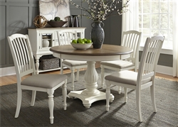 Cumberland Creek Pedestal Table 5 Piece Dining Set in Two Tone Nutmeg & White Finish by Liberty Furniture - LIB-334-CD-5PDS