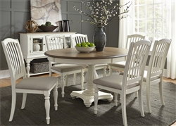 Cumberland Creek Pedestal Table 7 Piece Dining Set in Two Tone Nutmeg & White Finish by Liberty Furniture - LIB-334-CD-7PDS