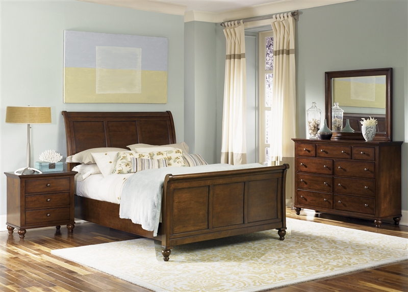 hamilton sleigh bed 6 piece bedroom set in cinnamon finishliberty  furniture - 341-br21f