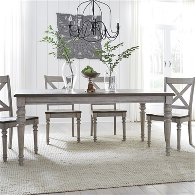 Cottage Lane Rectangular Leg Table 5 Piece Dining Set in Antique White Finish with Weathered Gray Tops by Liberty Furniture - 350-CD-5RLS