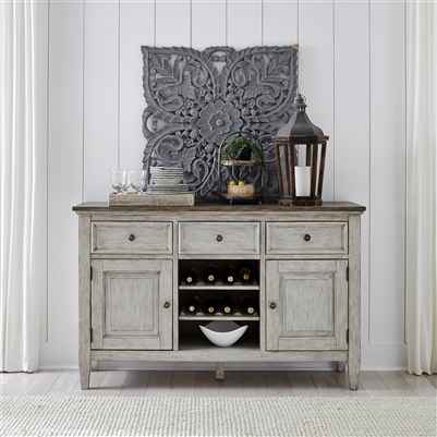 Cottage Lane Server in Antique White Finish with Weathered Gray Top by Liberty Furniture - 350-SR6838