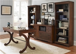 Brookview 4 Piece Home Office Set in Rustic Cherry Finish by Liberty Furniture - 378-HO-4DS