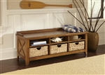Hearthstone Cubby Storage Bench in Rustic Oak Finish by Liberty Furniture - 382-OT47