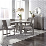 Modern Farmhouse Round Table 5 Piece Dining Set in Dusty Charcoal Finish by Liberty Furniture - 406-DR-O5ROS