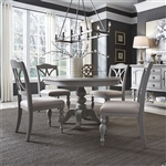 Summer House Round Pedestal Table 5 Piece Dining Set in Dove Grey Finish by Liberty Furniture - 407-CD-5PDS