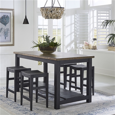 Color Nook Gathering Counter Height Table 5 Piece Set in Blackstone Finish by Liberty Furniture - 410B-CD-5GTS