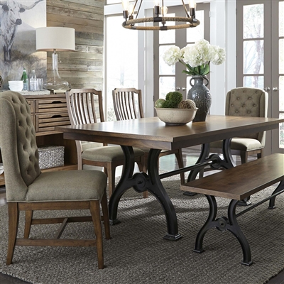 Arlington House Trestle Table 6 Piece Dining Set in Cobblestone Brown Finish by Liberty Furniture - LIB-411-DR-6MIXED