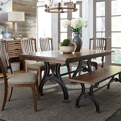 Arlington House Trestle Table 6 Piece Dining Set in Cobblestone Brown Finish by Liberty Furniture - LIB-411-DR-O6TRS
