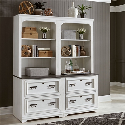 Allyson Park 4 Piece Library Wall in Wirebrushed White Finish by Liberty Furniture - 417-4