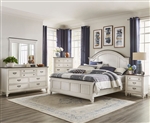 Allyson Park Arched Panel Bed 6 Piece Bedroom Set in Wirebrushed White Finish with Wire Brushed Charcoal Tops by Liberty Furniture - 417-BR-QAPBDMN