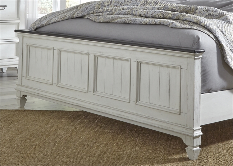Allyson Park Panel Bed In Wirebrushed White Finish With Wire Brushed Charcoal Tops By Liberty
