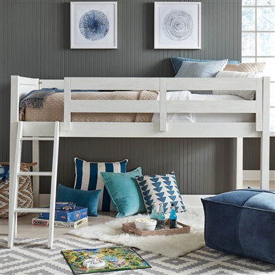 Allyson Park Twin Loft Bed in Wirebrushed White Finish with Wire Brushed Charcoal Tops by Liberty Furniture - 417-BR08HF