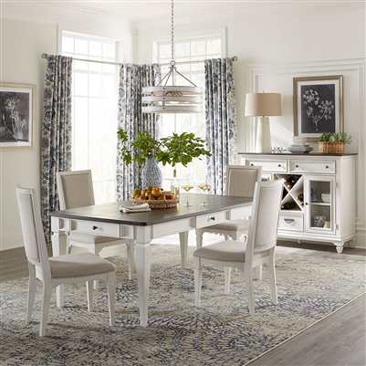 Allyson Park Rectangular Leg Table 5 Piece Dining Set in Wirebrushed White Finish with Wire Brushed Charcoal Tops by Liberty Furniture - 417-DR-A5RLS