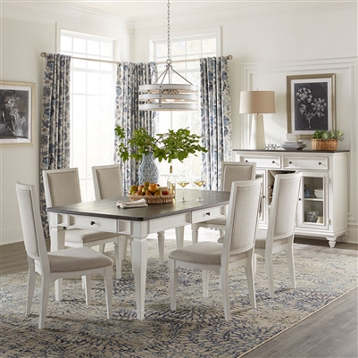 Allyson Park Rectangular Leg Table 7 Piece Dining Set in Wirebrushed White Finish with Wire Brushed Charcoal Tops by Liberty Furniture - 417-DR-A7RLS