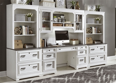 Allyson Park 6 Piece Home Office Library Wall in Wirebrushed White Finish by Liberty Furniture - 417-HOJ-6