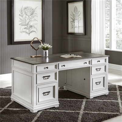 Allyson Park Desk in Wirebrushed White Finish by Liberty Furniture - 417-HOJ-DSK