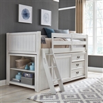 Allyson Park Twin Loft Bed in Wirebrushed White Finish with Wire Brushed Charcoal Tops by Liberty Furniture - 417-LOFT