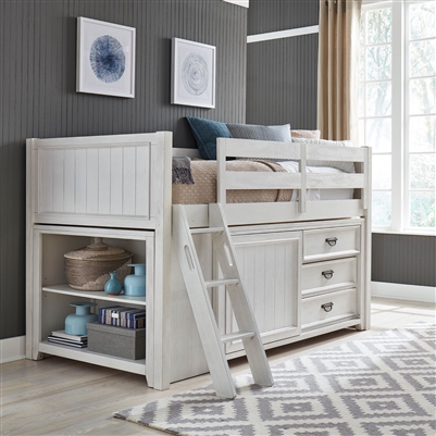 Allyson Park Twin Loft Bed in Wirebrushed White Finish with Wire Brushed Charcoal Tops by Liberty Furniture - 417-LOFT