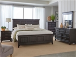 Allyson Park Panel Bed 6 Piece Bedroom Set in Wirebrushed Black Forest Finish with Ember Gray Tops by Liberty Furniture - 417B-BR-QPBDMN
