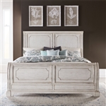 Abbey Road Sleigh Bed in Porcelain White Finish with Churchill Brown Tops by Liberty Furniture - 455W-BR-QSL