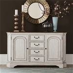 Abbey Road Buffet in Porcelain White Finish with Churchill Brown Tops by Liberty Furniture - 455W-CB6638