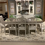 Abbey Road Rectangular Leg Table Mixed Chairs 9 Piece Dining Set in Porcelain White Finish with Churchill Brown Tops by Liberty Furniture - 455W-DR-9