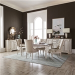 Abbey Road Rectangular Leg Table Tufted Chairs 5 Piece Dining Set in Porcelain White Finish with Churchill Brown Tops by Liberty Furniture - 455W-DR-O5RLS